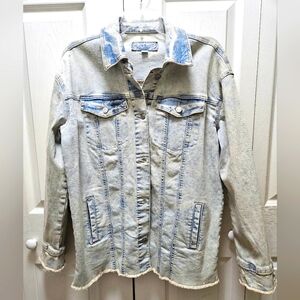 Maurices Denim Blue Long Sleeves Button Up Collard 4 Pockets Jacket Medium